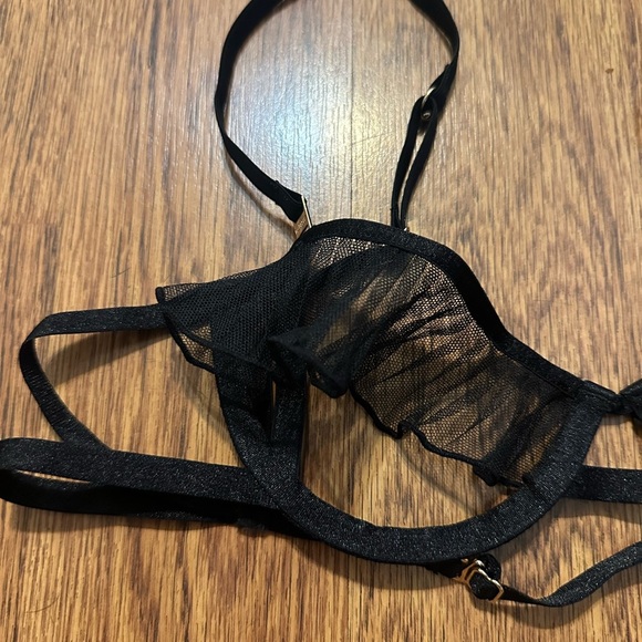 Bluebella Black Matisse Semi Open Wired Bra Ruffle Trim size 34A Sexy intimate - Picture 4 of 11